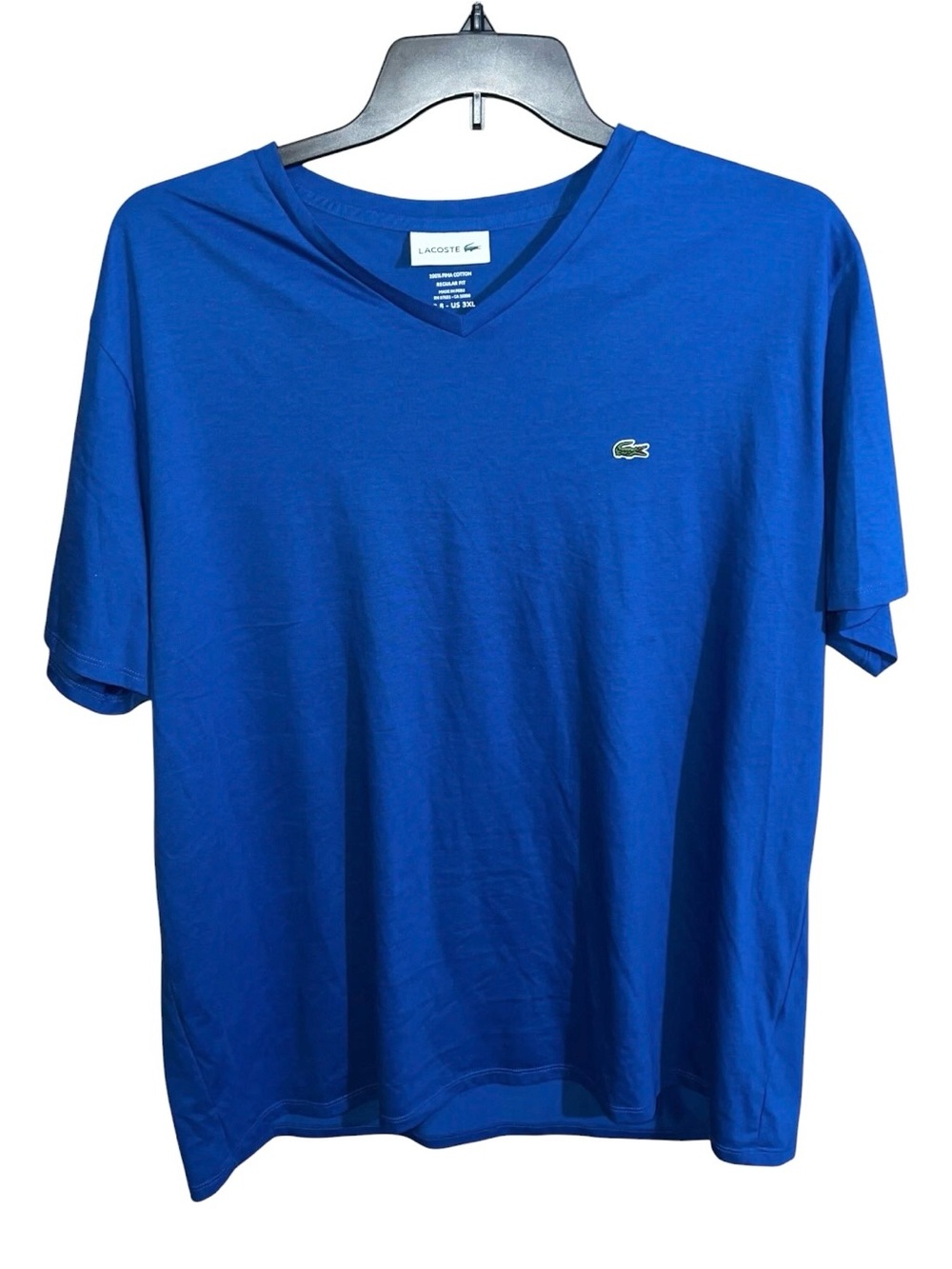 Lacoste Regular Fit Short Sleeve V-Neck Shirt Men’s 3XL Royal Blue